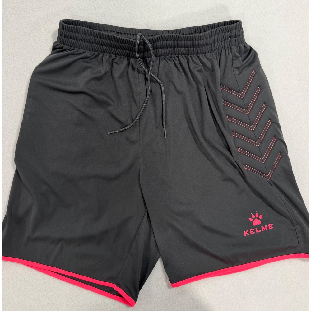 Kelme Mens Soccer Training Shorts Gray Pink Athletic Gym Shorts Size Small